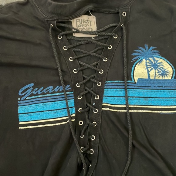 LF Furst of a Kind Repurposed Vintage Guam Lace Up Shirt - Picture 5 of 6
